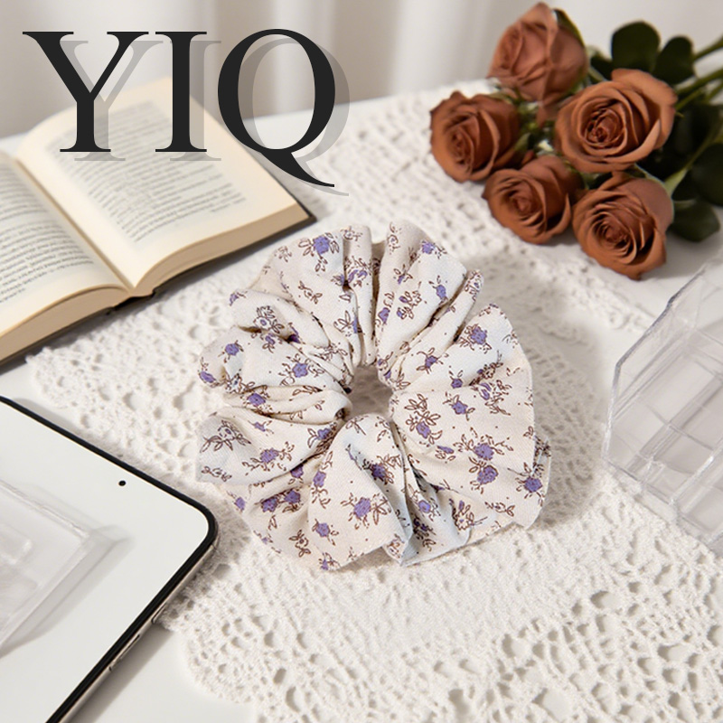 紫花浅米大肠圈小清新发饰扎马尾盘发多用头花百搭气质ins发圈