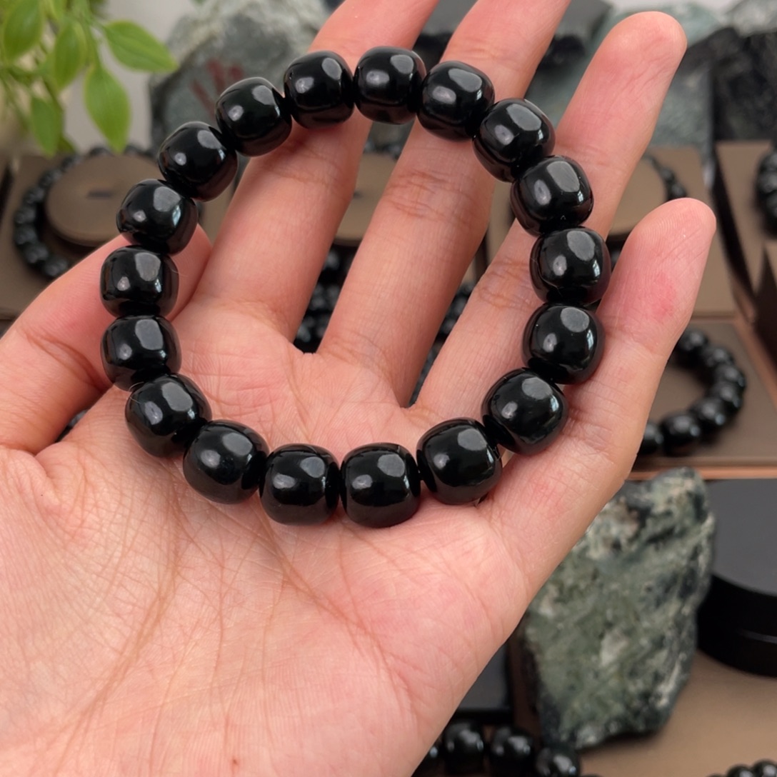 和田玉未镶嵌手链塔青入门级