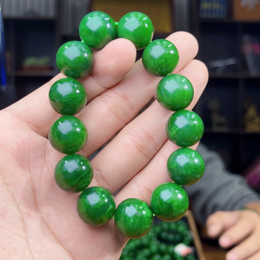 和田玉未镶嵌手串天然和田玉俄罗斯五号矿琉璃翠卡16