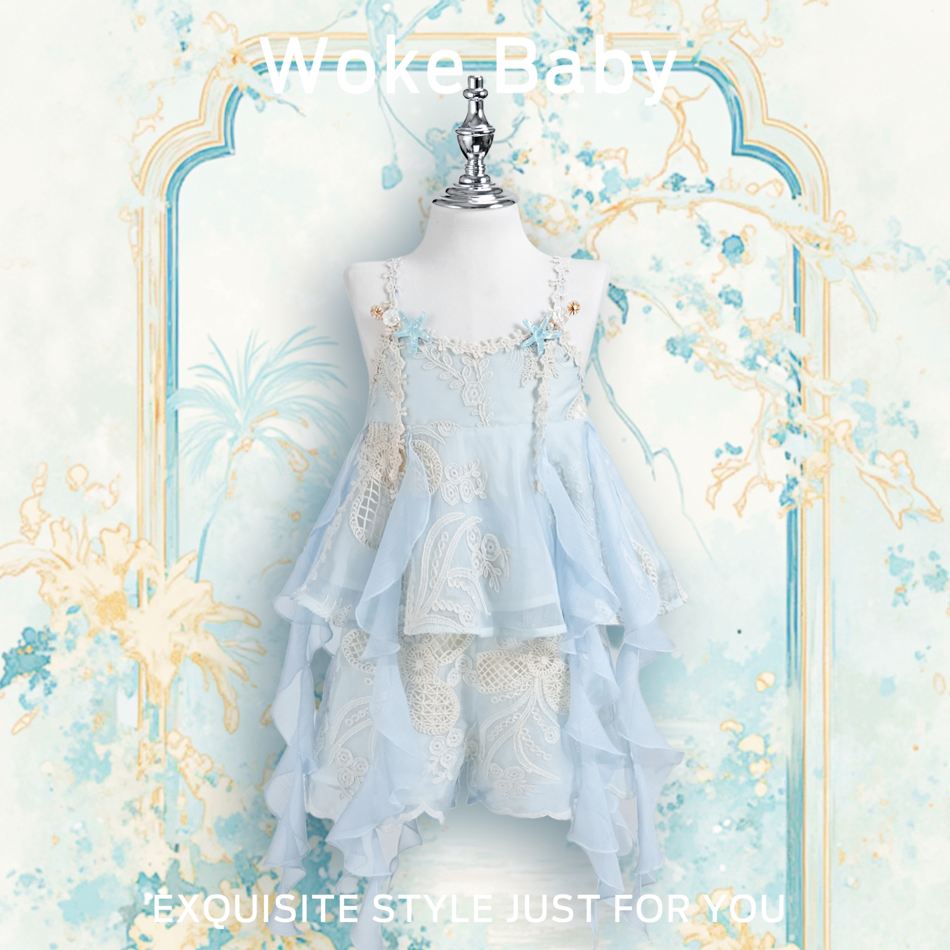 【浅海湾 】女童夏季中大童上衣中领套头汉服短裤M5678