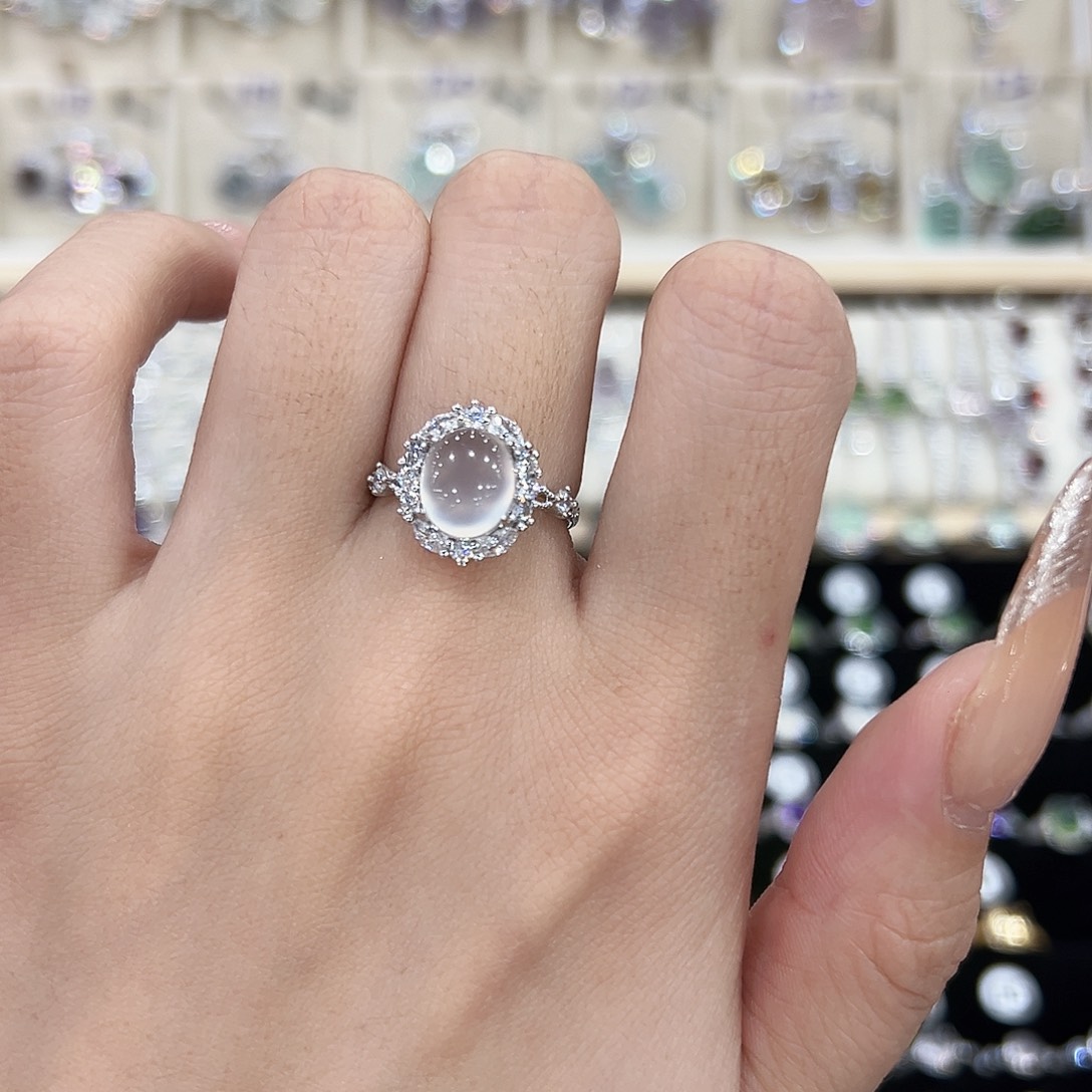 岫玉银S925镶嵌戒指