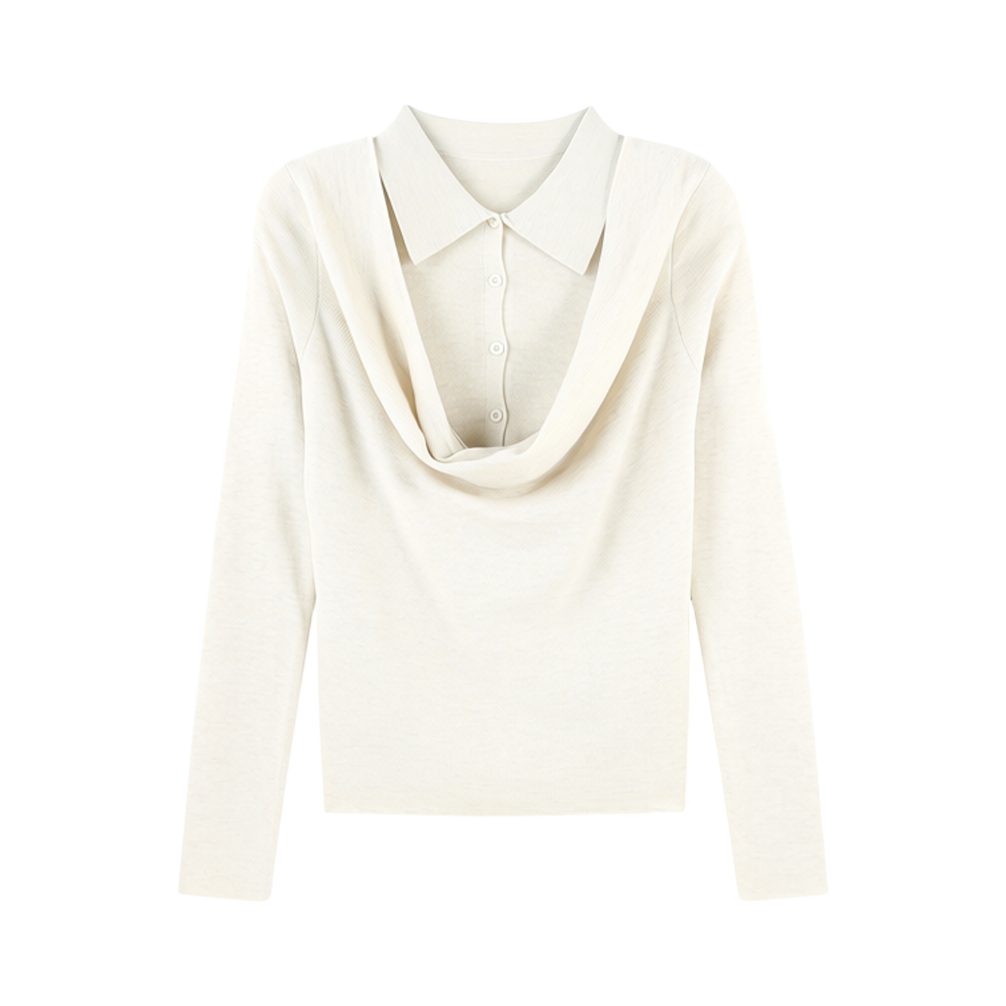 2025新款设计感围裹领翻领单排扣修身长袖针织上衣HBZXW918717