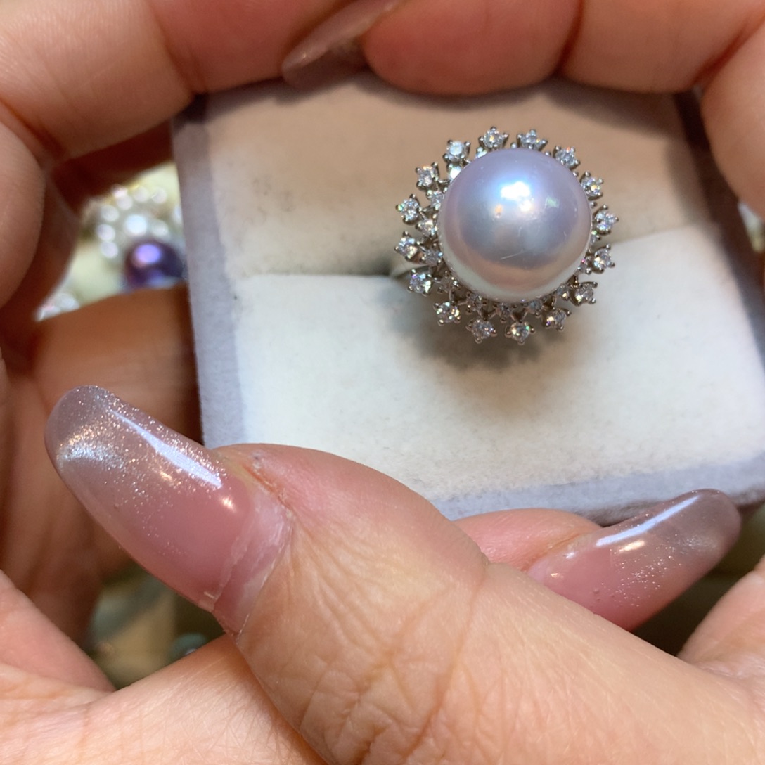 海水珍珠戒指银S925镶嵌