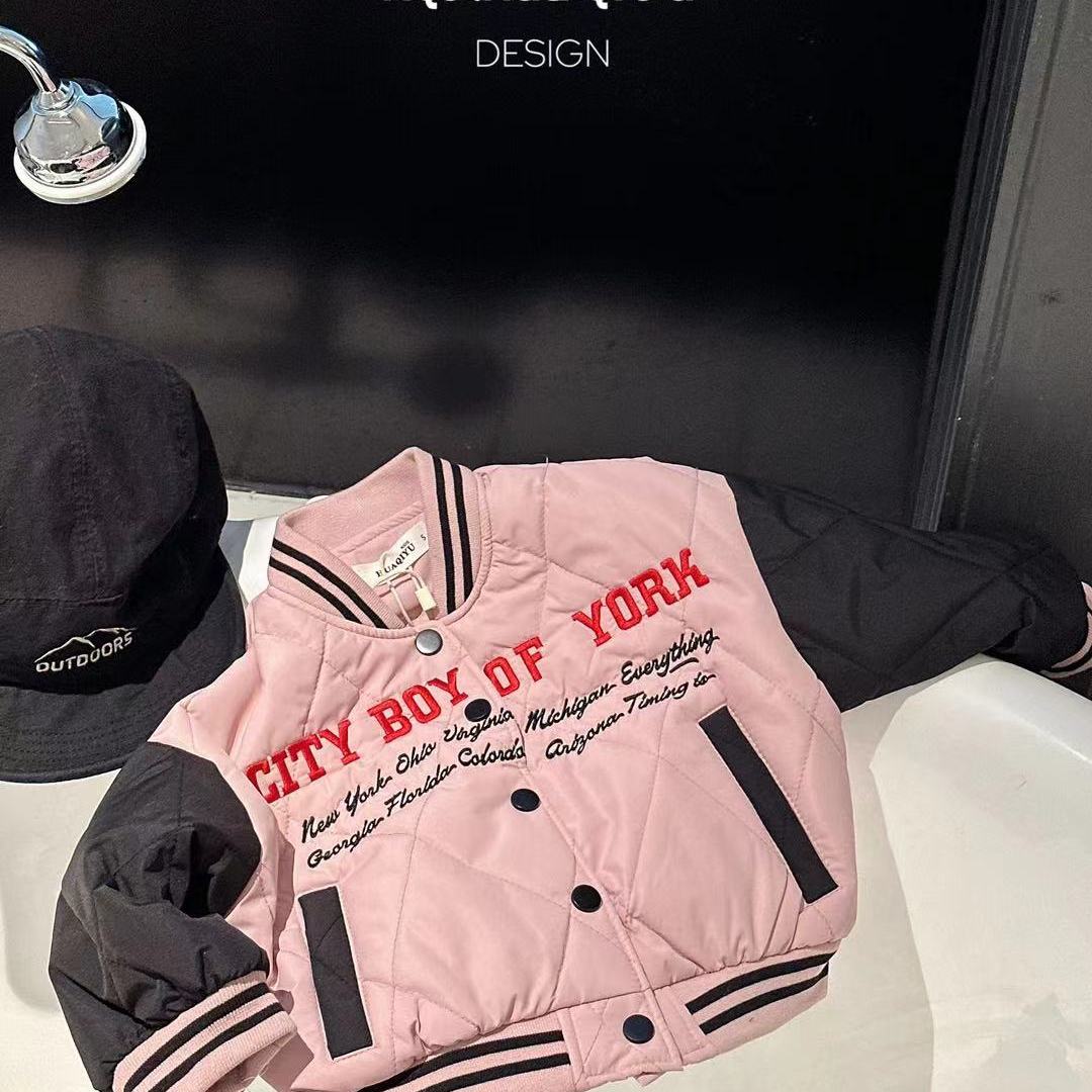 【E1807】韩国男童外套夹棉棒球服棉衣秋冬男孩2025新款冬装薄棉