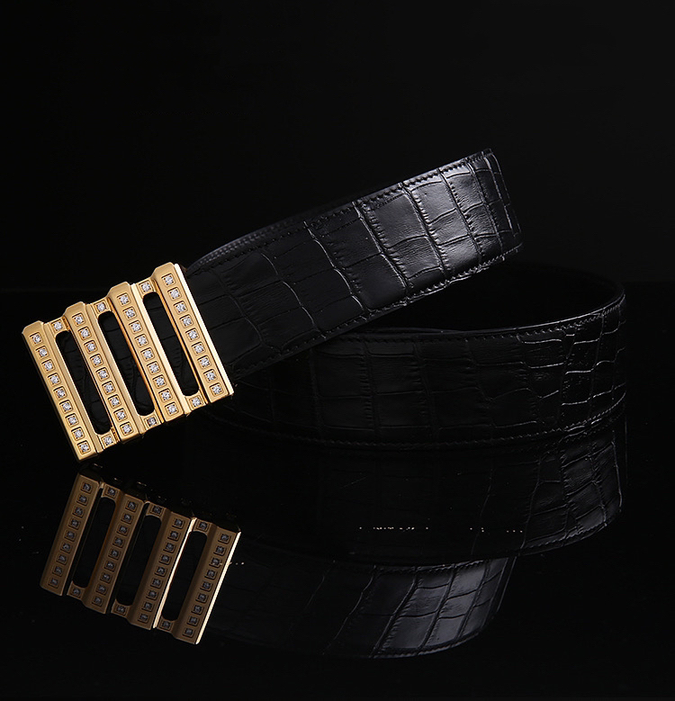 正品史蒂芬豹头鹰头算盘扣男士皮带牛皮百搭镶钻真皮正装腰带