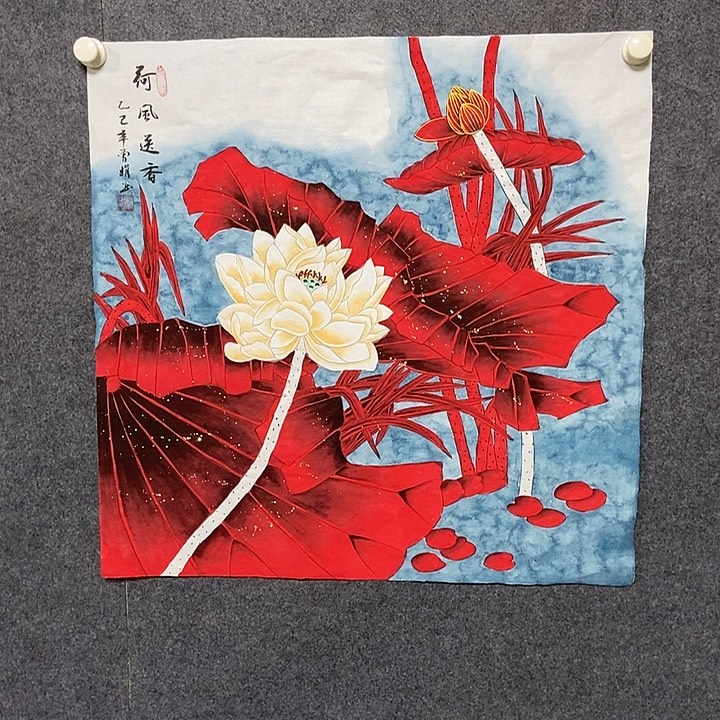 国画四尺斗方工笔花鸟一副