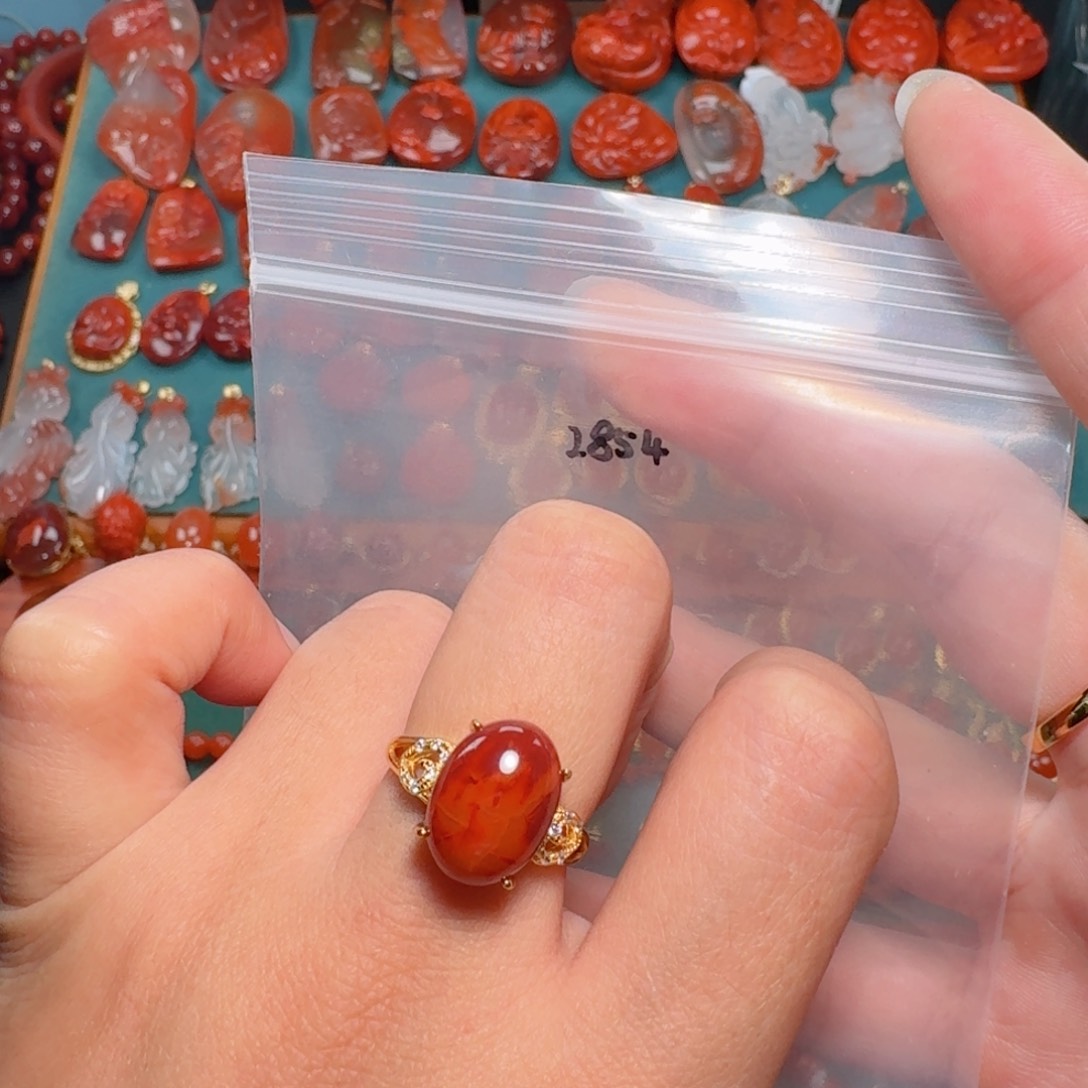 南红玛瑙南红卡14银S925镶嵌