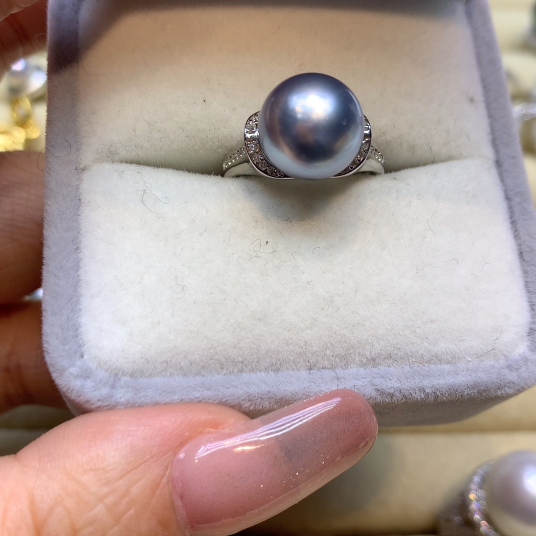 银S925镶嵌戒指海水珍珠