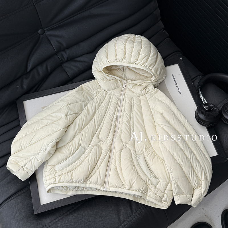 现货【软贝壳】阿卷冬装男女童不规则绗棉加厚保暖连帽棉服MPG7246