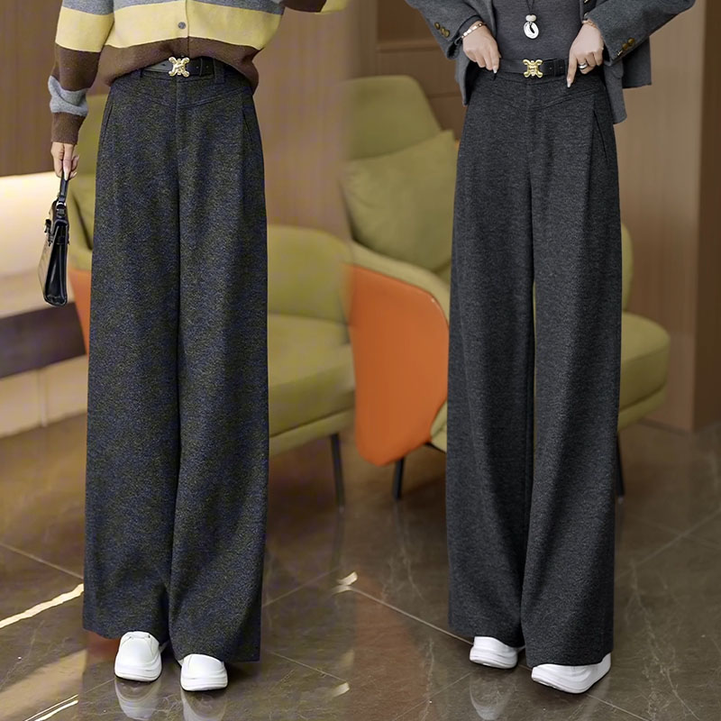毛呢阔腿裤2025年秋冬新款时尚百搭高腰百搭松弛感裤子