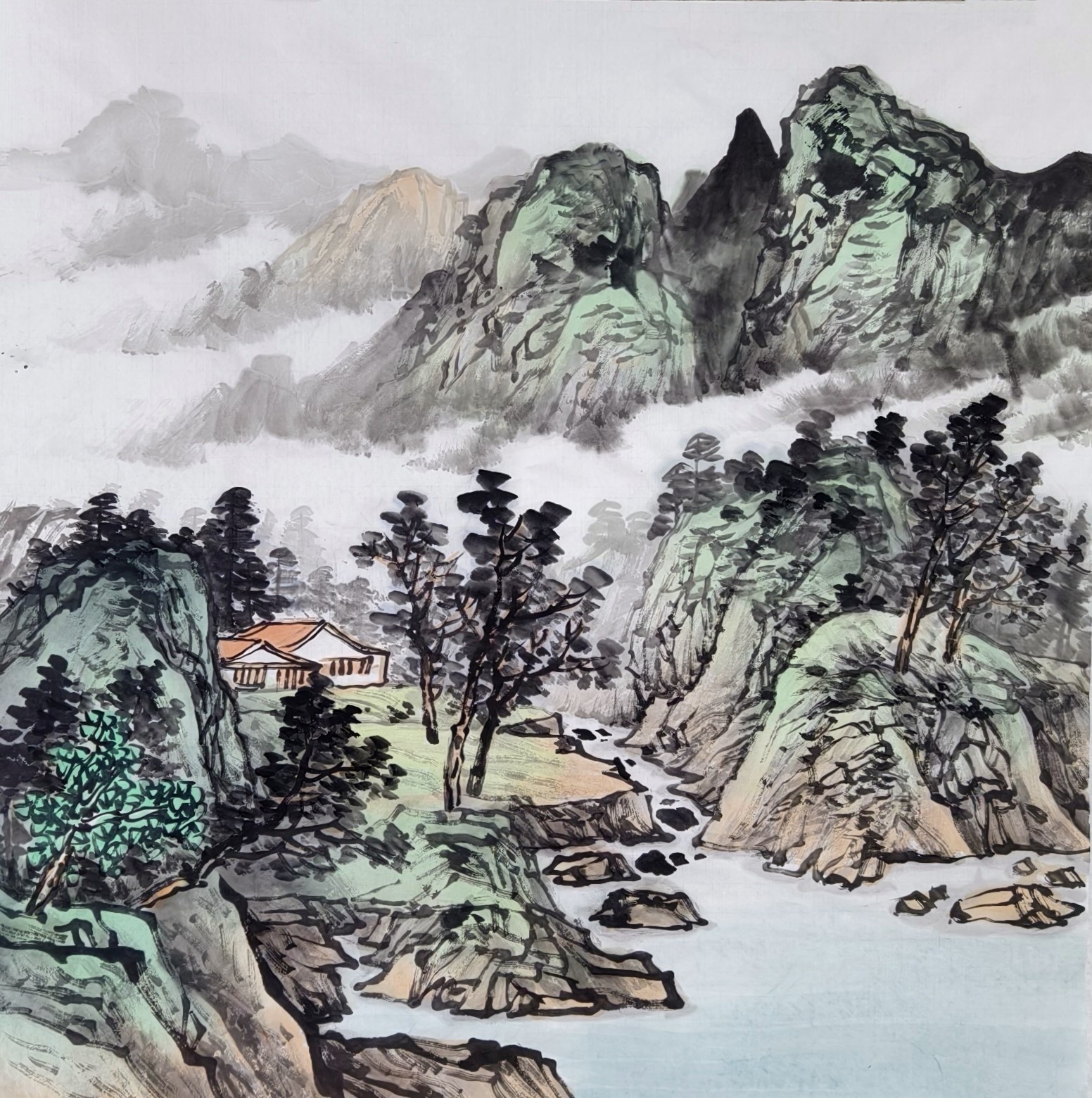 客厅茶室书房精品68×68厘米四尺斗方作品