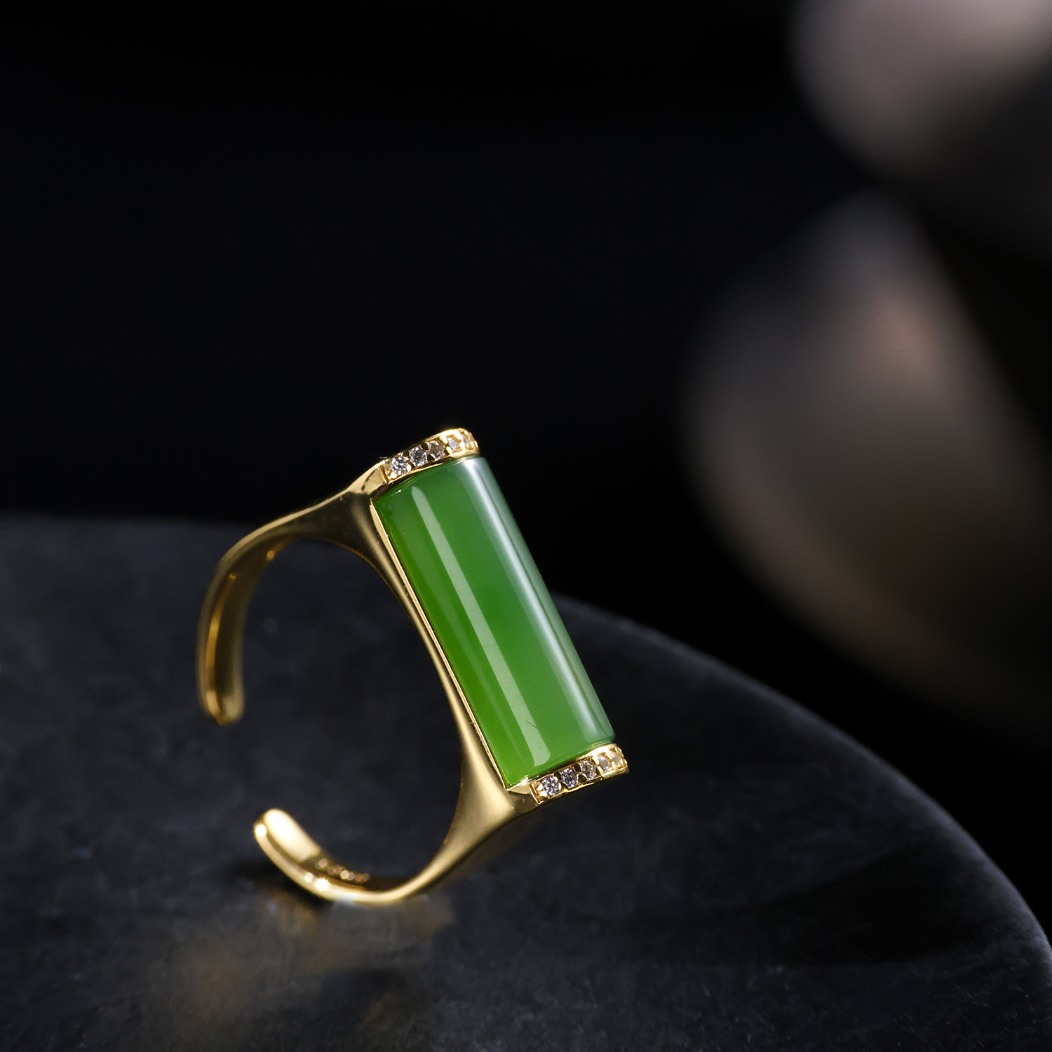 【思嘉】青璃 · 和田玉碧玉冰底马鞍戒指 | 多样性发一 AE0124