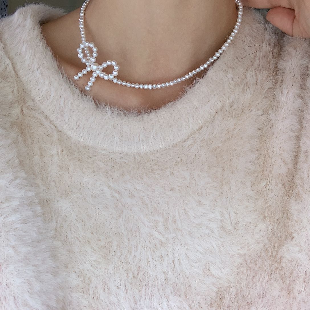 项链银S925镀金镶嵌淡水珍珠