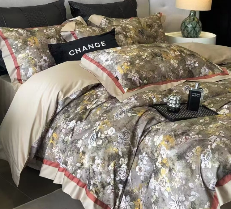 全棉数码印花100s四件套以默灰 标准/加大