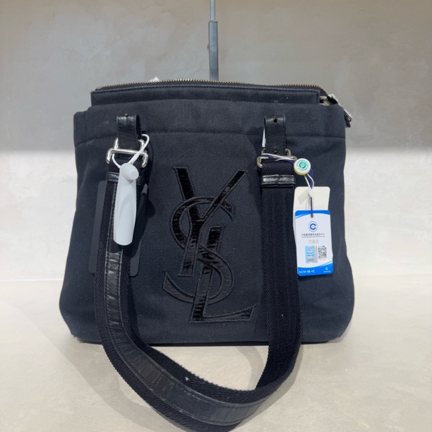 95新 YSL/圣罗兰 大logo帆布托特单肩包粉色丝绒设计