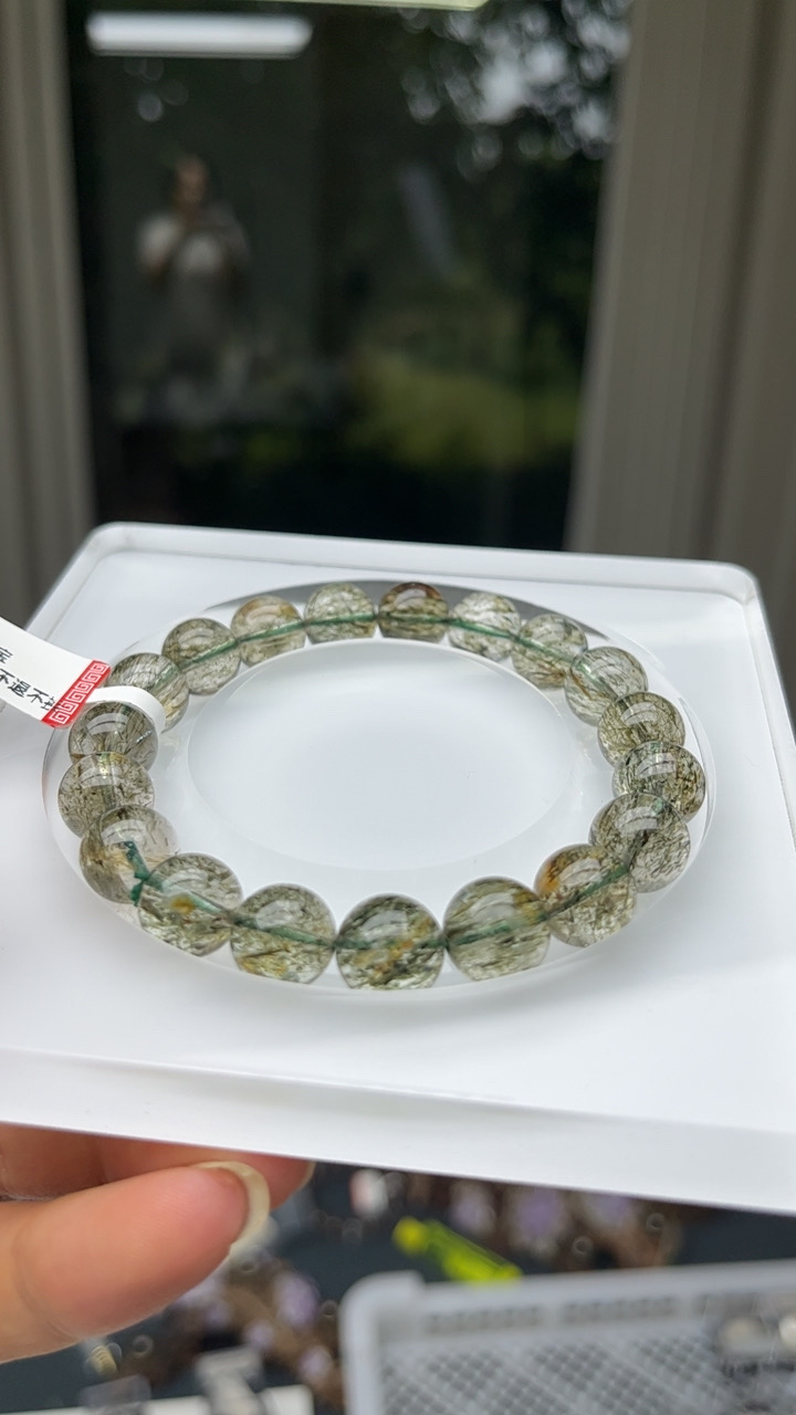 天然绿发晶男女同款手串