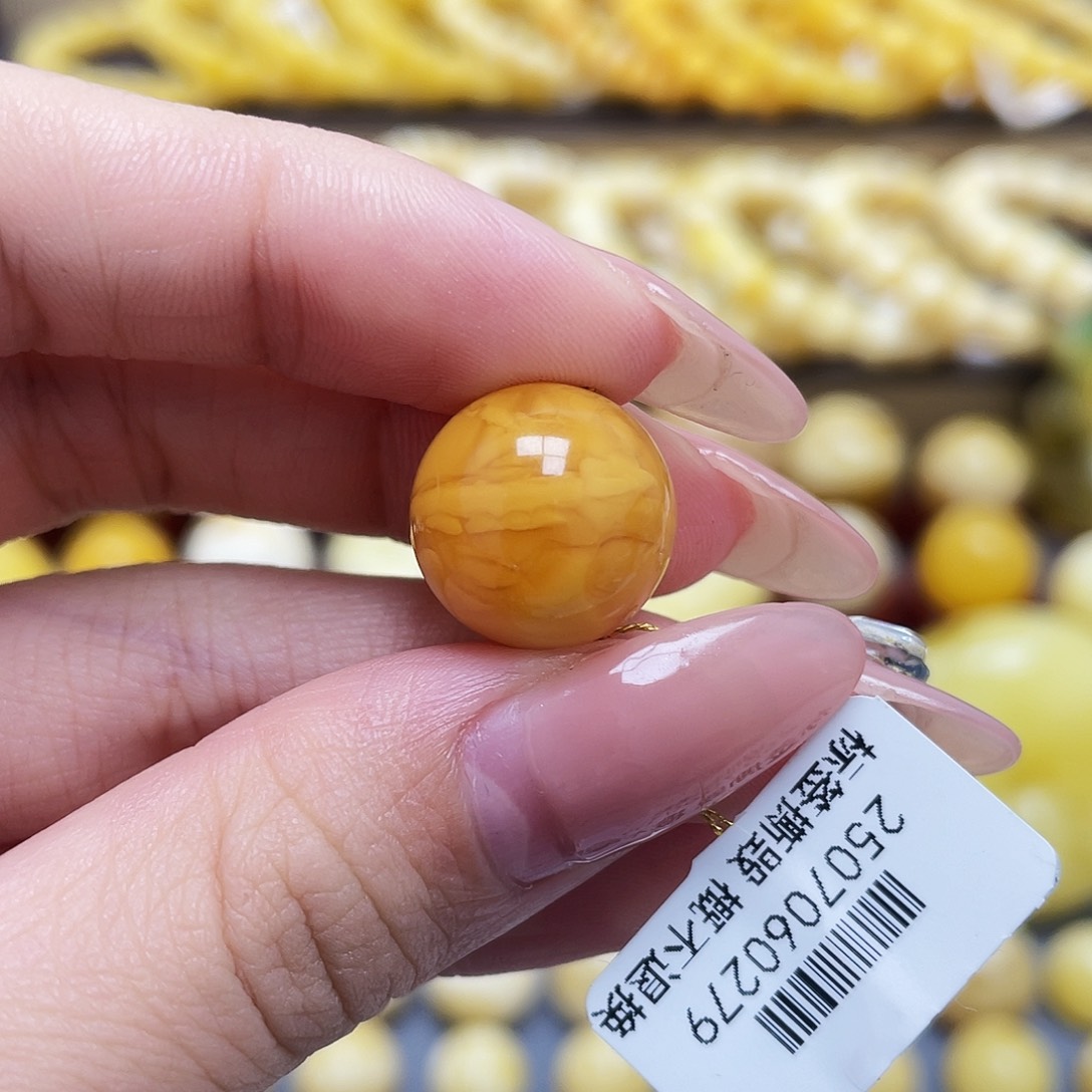 未镶嵌琥珀裸石14.9mm氧化款圆珠