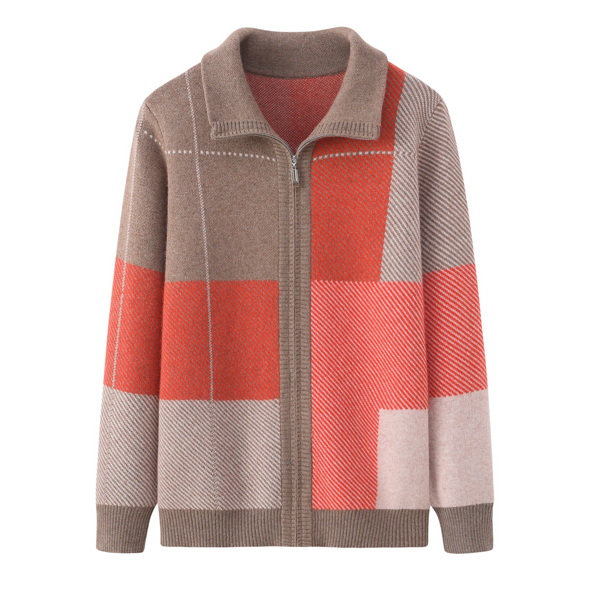 加厚羊毛妈妈衫方格清爽大气简约休闲