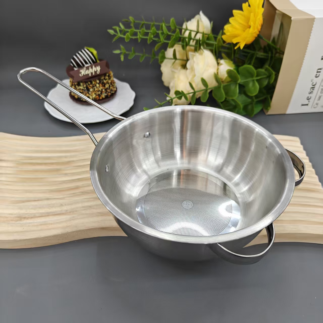 定制款全钢双耳18cm漏勺1支【汤姆福利专场】