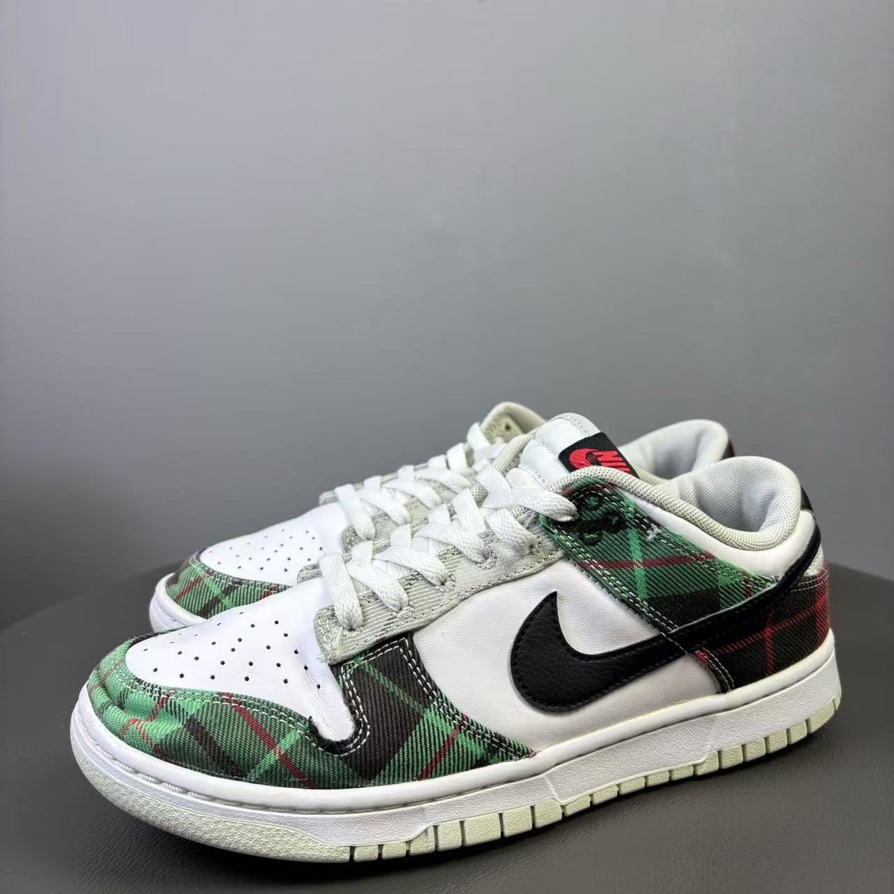 90新 NIKE/耐克 41码/内长260 NikeDunk格纹 红绿板鞋 非原盒