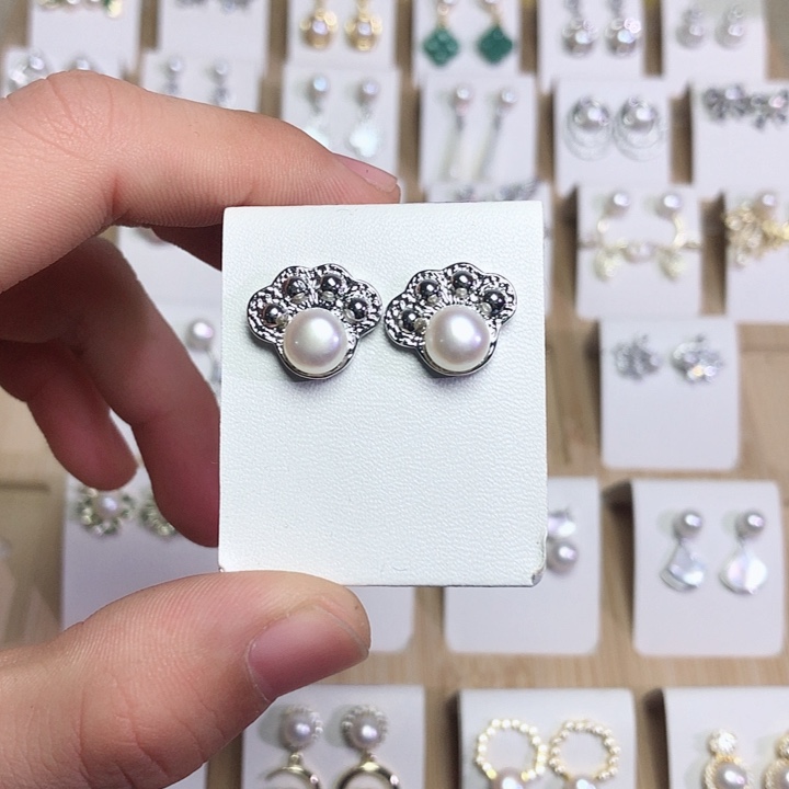 淡水珍珠耳饰银S925镶嵌