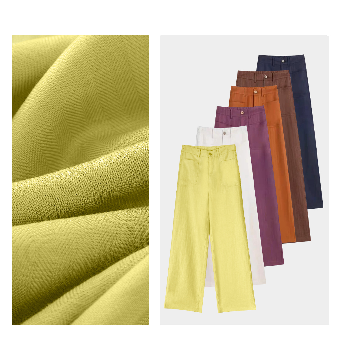 【雨露麻】早秋天丝亚麻窄版直筒裤女透气高腰显瘦阔腿裤长裤56050