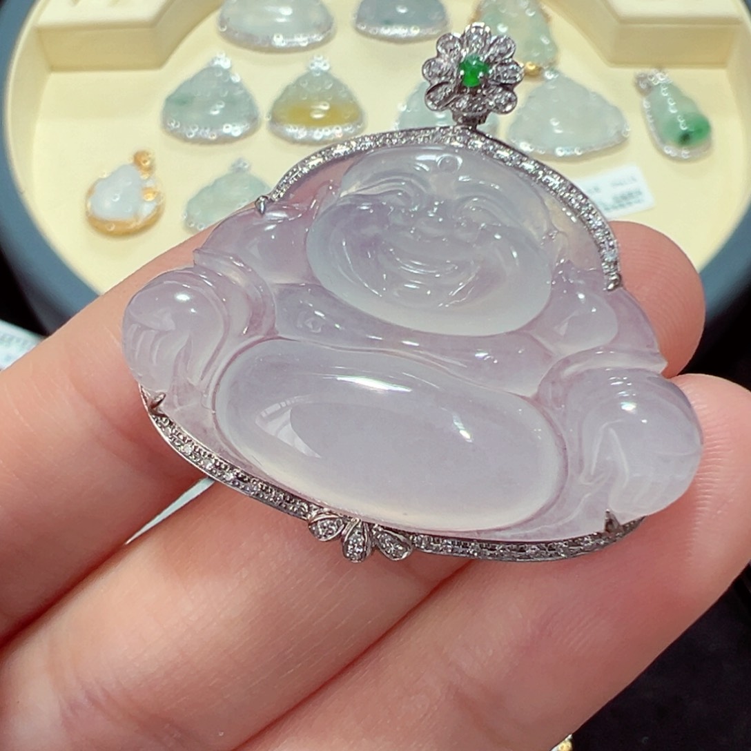 翡翠颈饰18K金镶嵌@*妮吊坠