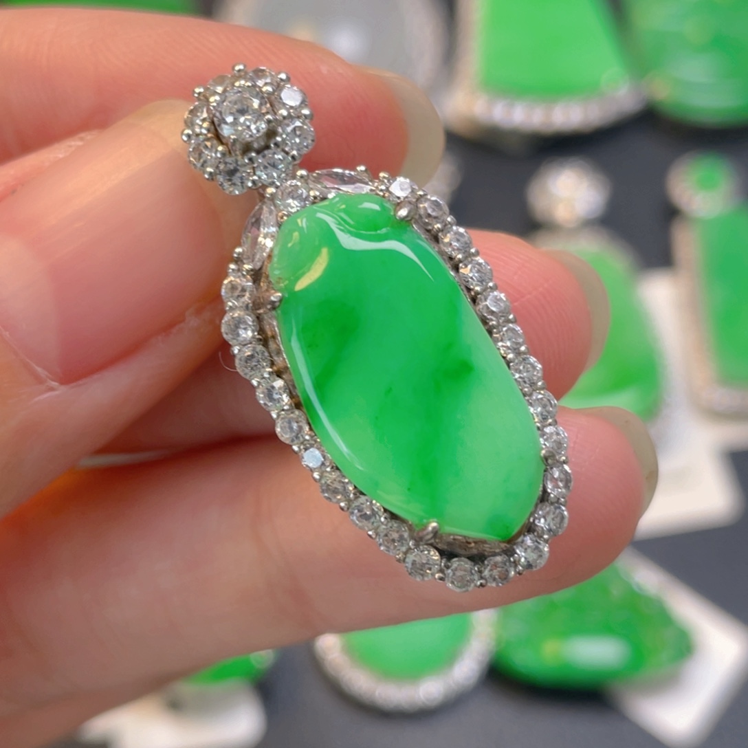 翡翠银S925镶嵌吊坠(不含链)