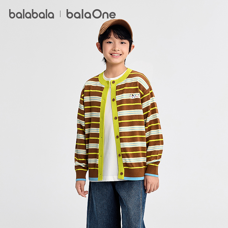 【balaOne】巴拉巴拉学院风开衫男童装2025新秋装毛衣女童纯棉毛衫