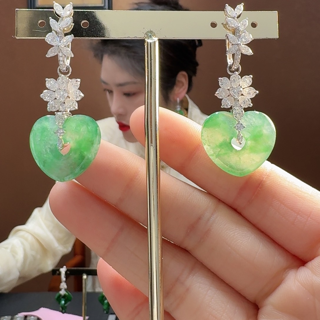 翡翠耳饰18K金镶嵌耳饰固定链接勿拍