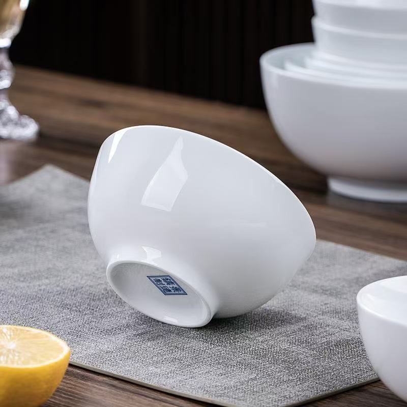 翔婷陶瓷 高白瓷纯白奥碗釉下彩微波炉洗碗机轻奢家用吃饭碗面碗