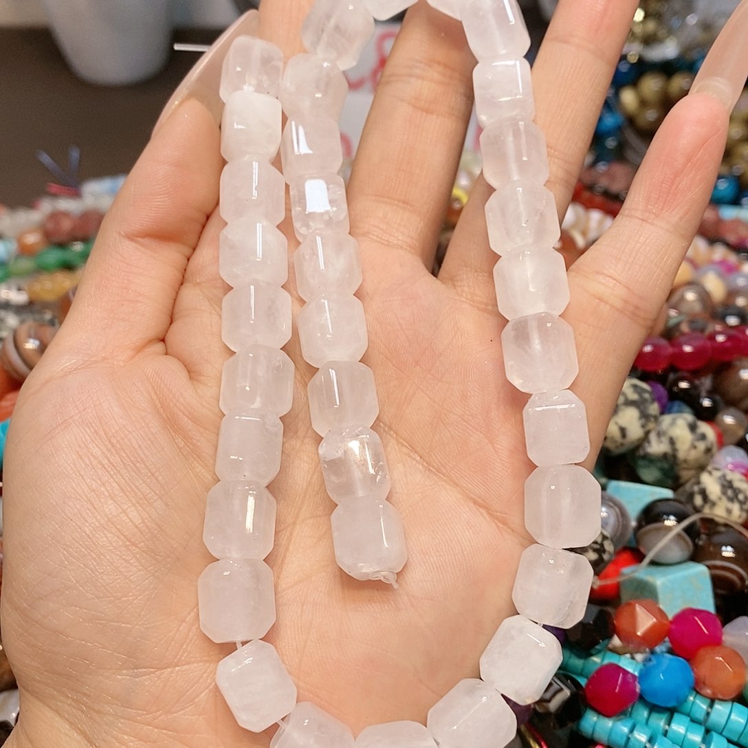 玛瑙/玉髓散珠白水晶方糖11mm一条