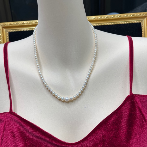 【六六中古】孤品天然海水珍珠项链TY1566链长42珠子3-7.5