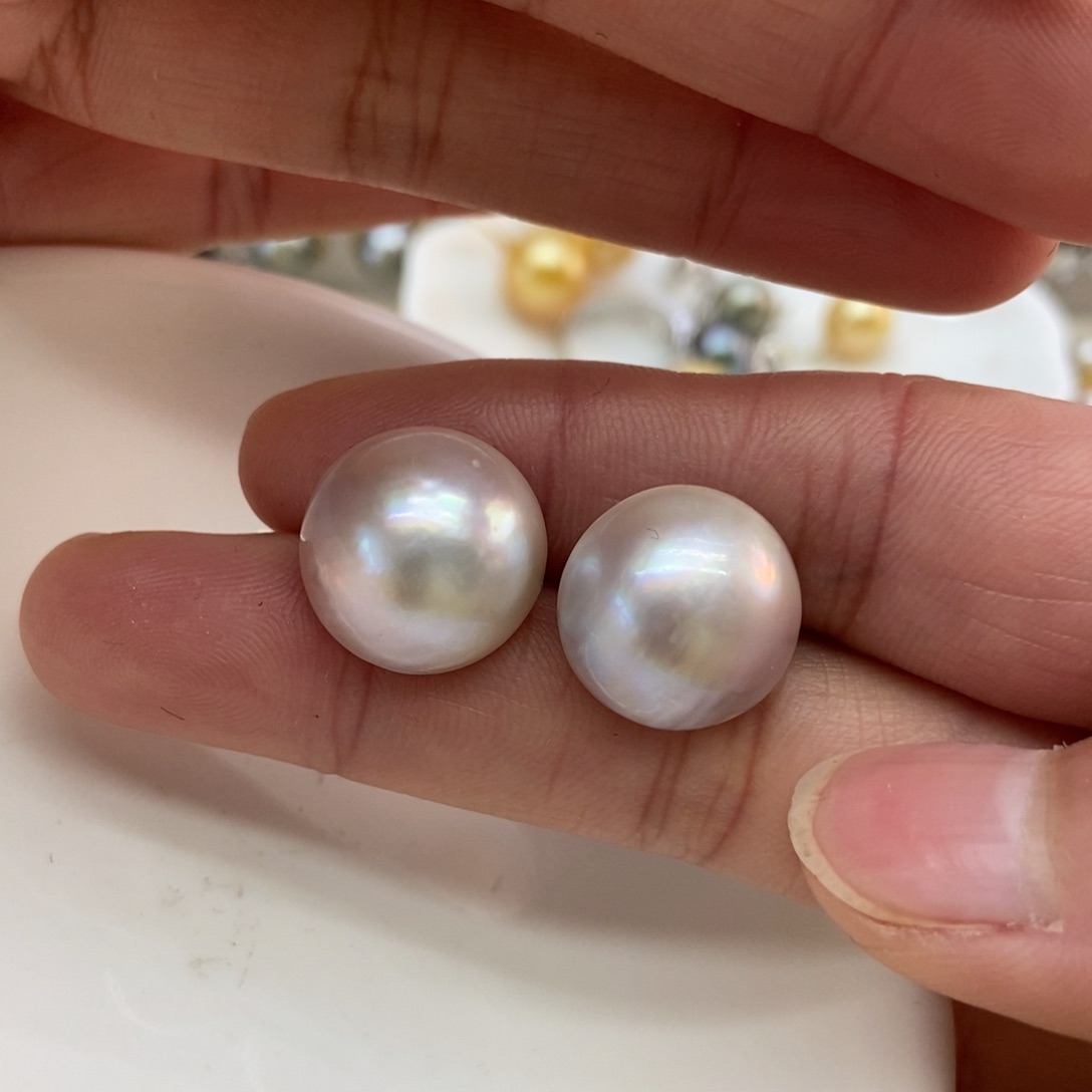 拼合珍珠（马贝珠）耳饰银S925镶嵌