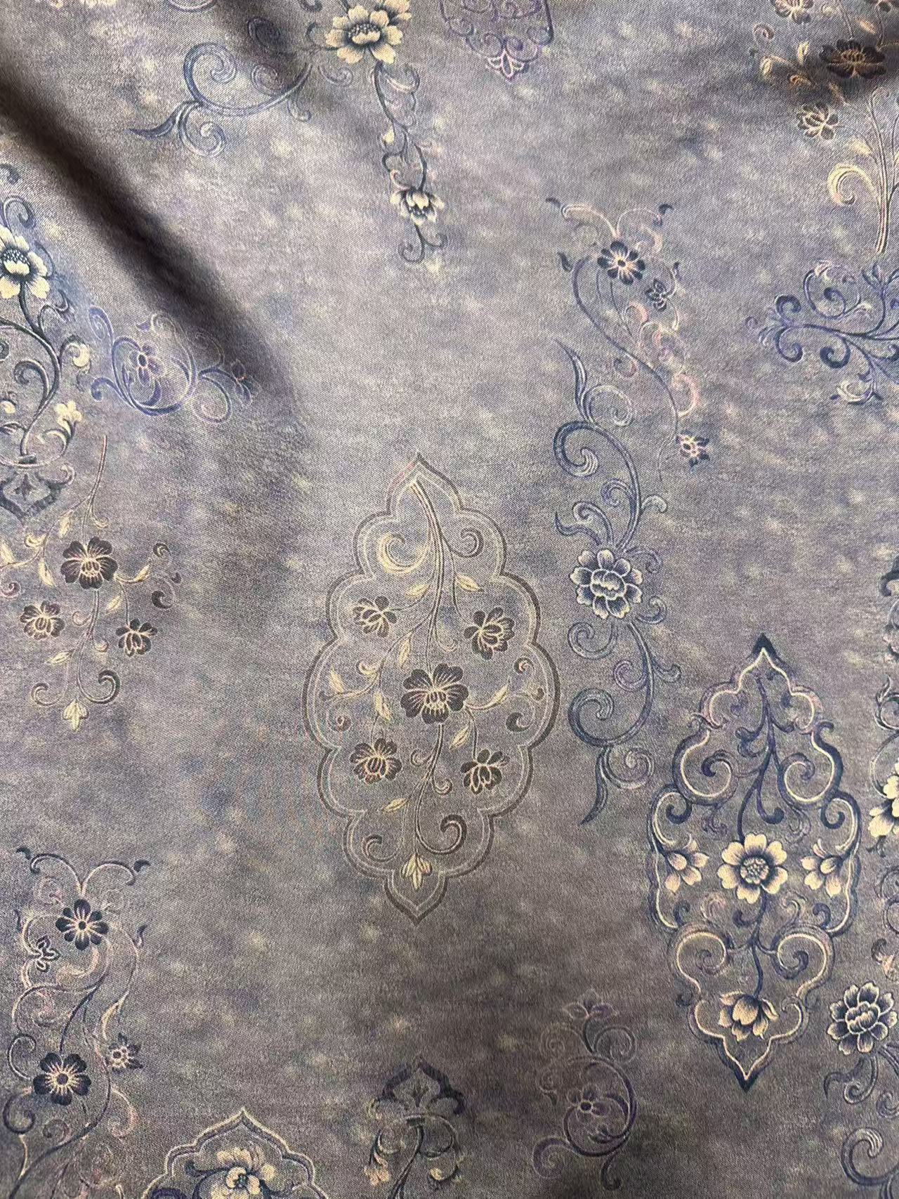 皮子紫底暗花 布头 高清数码印花