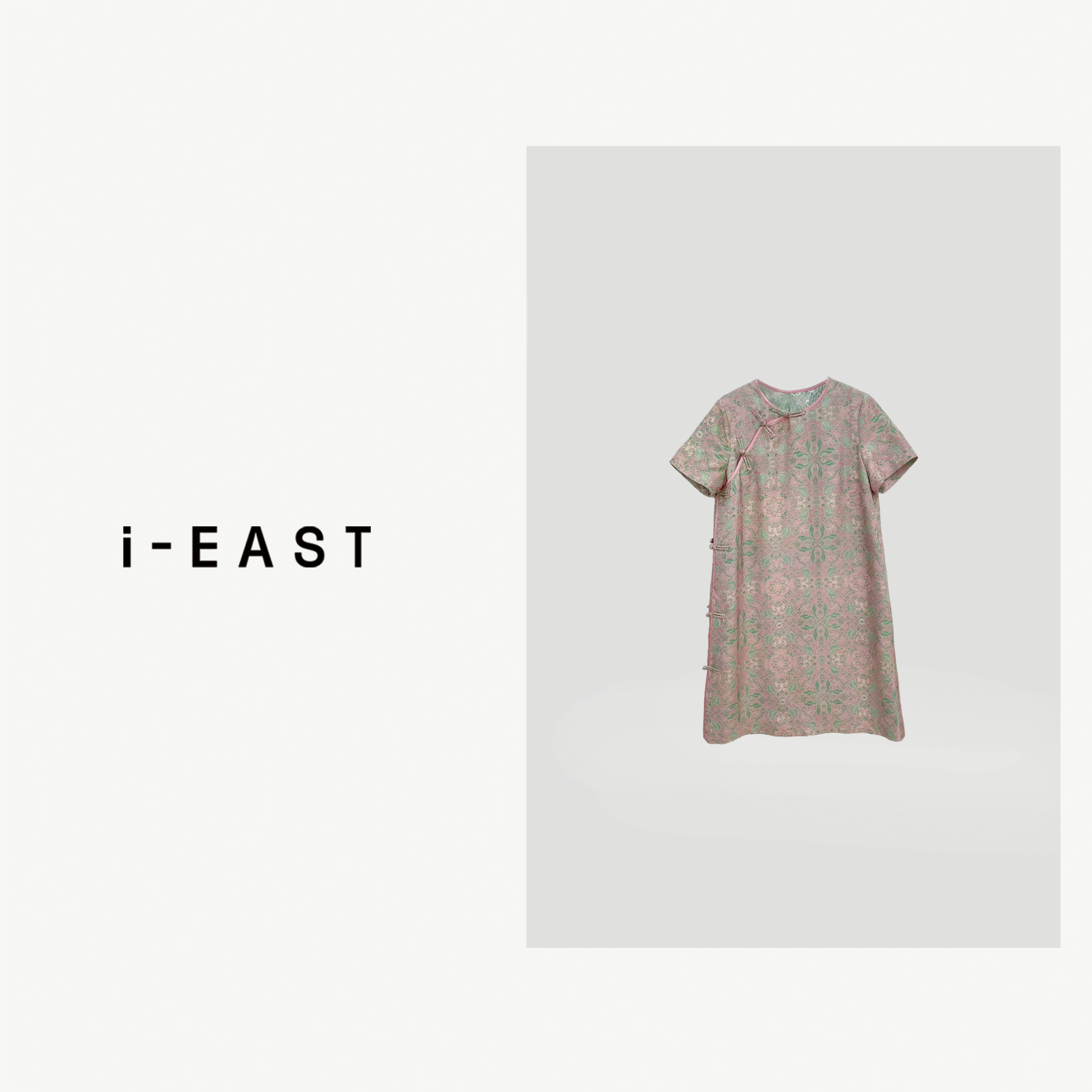 i-EAST 扶摇书信~ 中式提花斜襟盘扣连衣裙汉服-4X Q32812