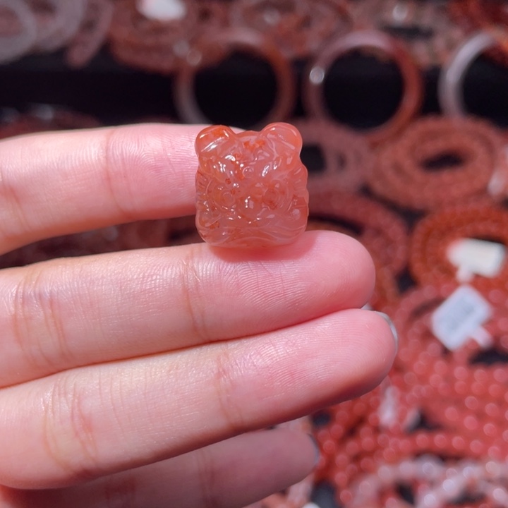 南红玛瑙未镶嵌配饰手串醒狮头783打孔备注