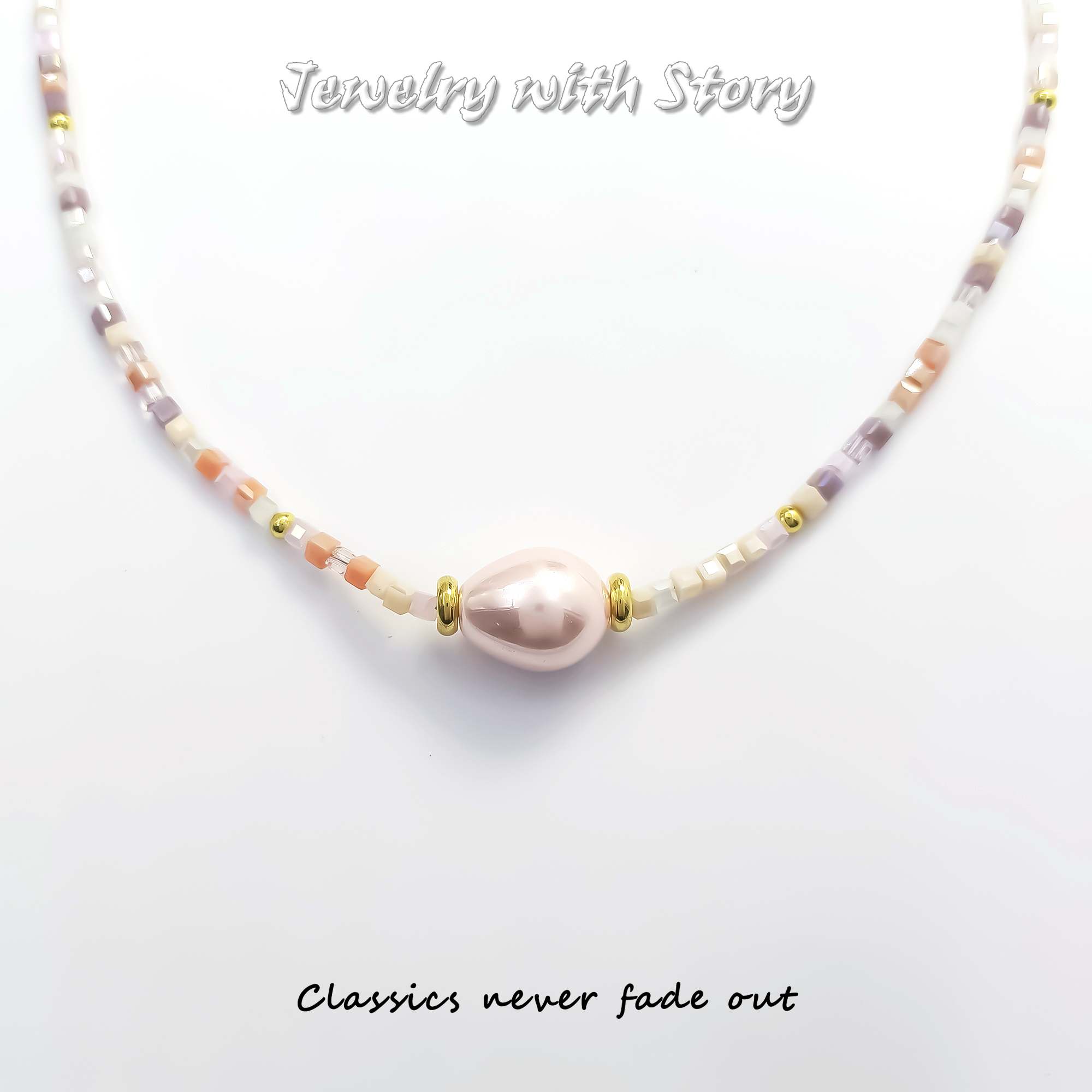 铜合金合成锆石项链 FCLX-70621 项链简约镶嵌气质时尚小众个性