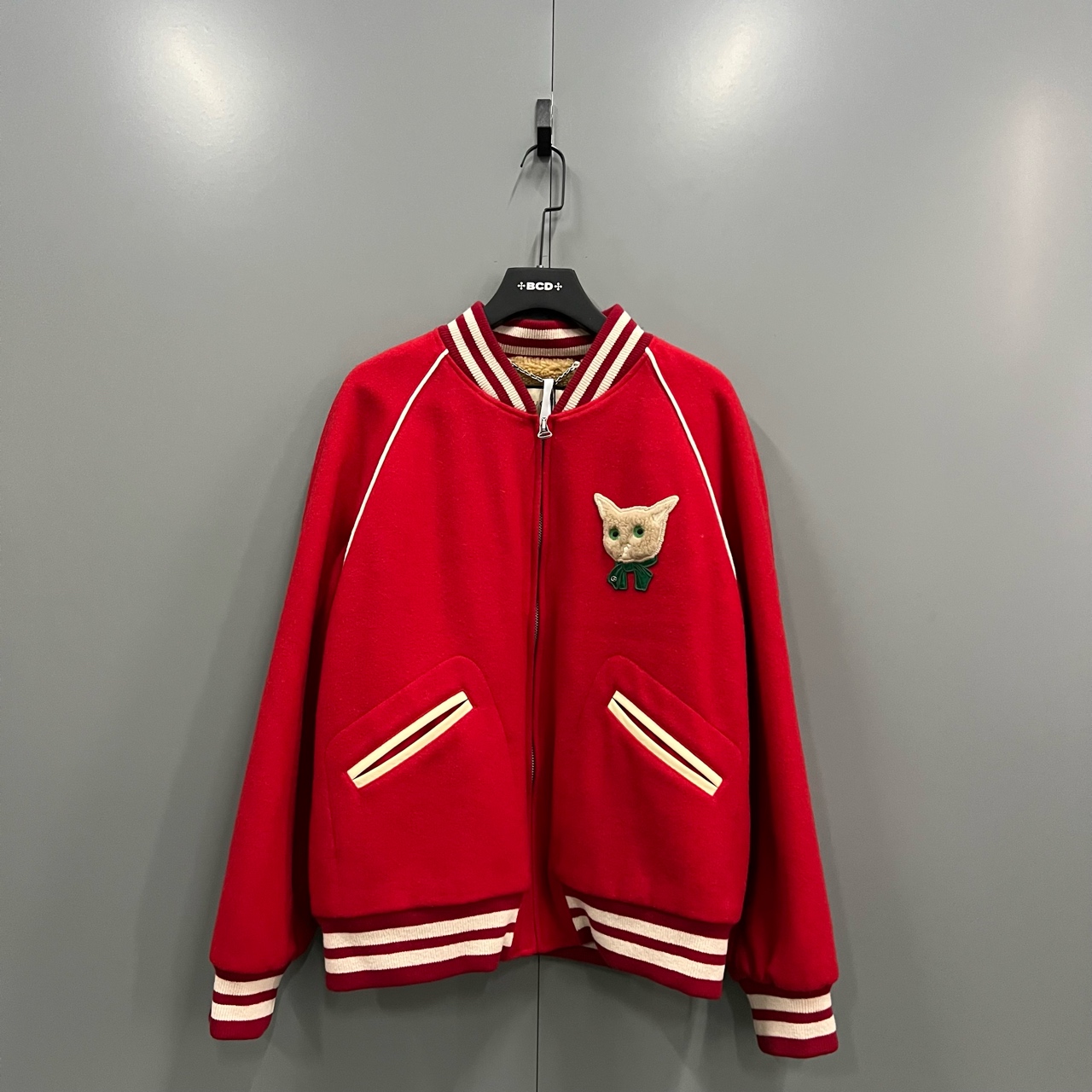 95新 GUCCI/古驰 （bb）126  猫头羊羔毛棒球夹克 52码