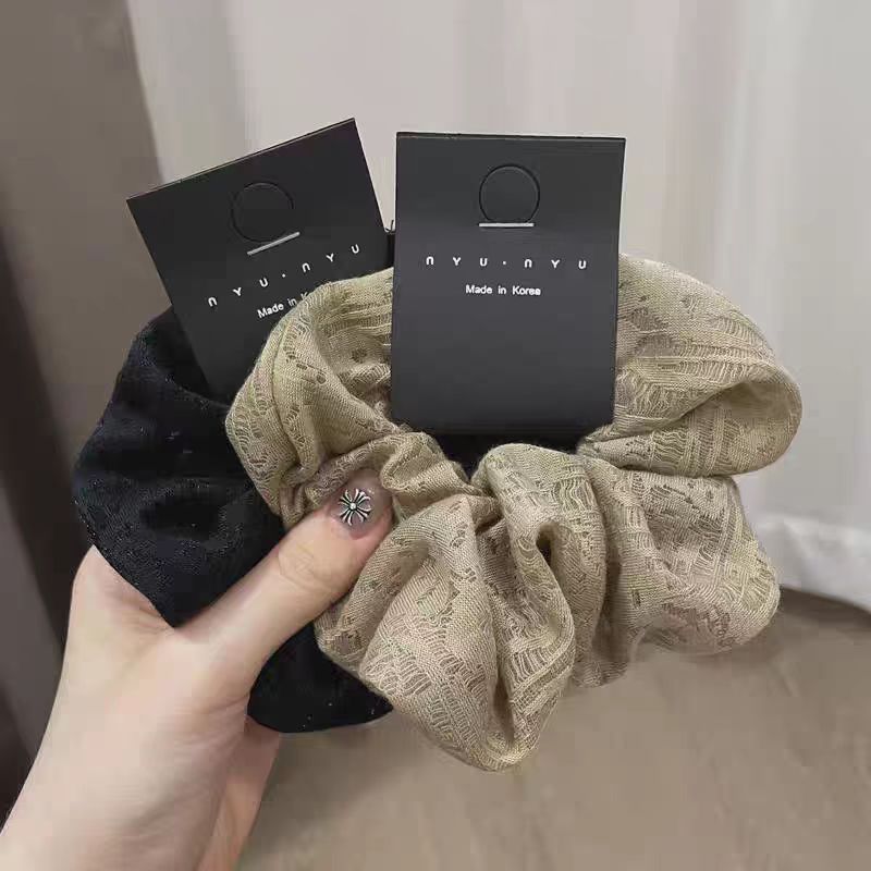 【何翯专属】新款气质镂空蕾丝钩花纯色大肠发圈复古布艺百搭发饰