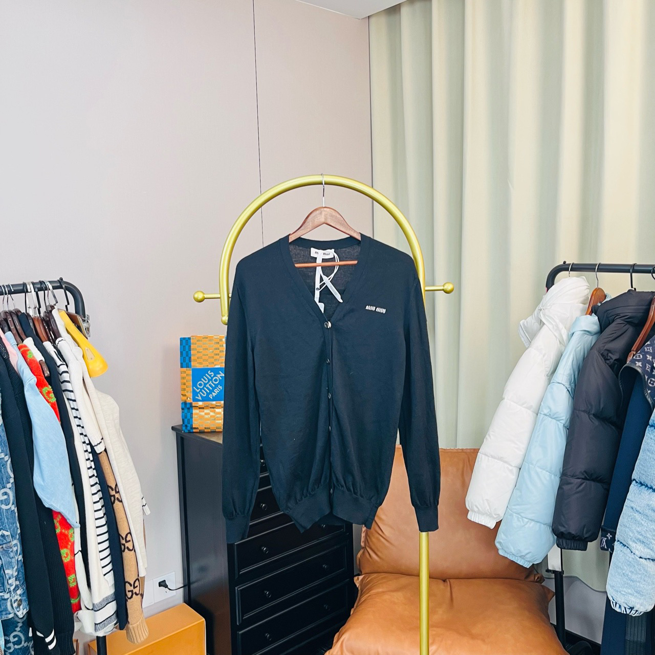 99新 MIU MIU/缪缪 23新款黑色针织开衫 38码 99新/无配件