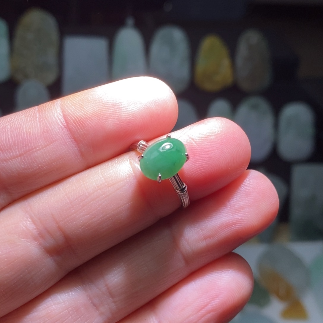 定制翡翠银S925镶嵌戒指