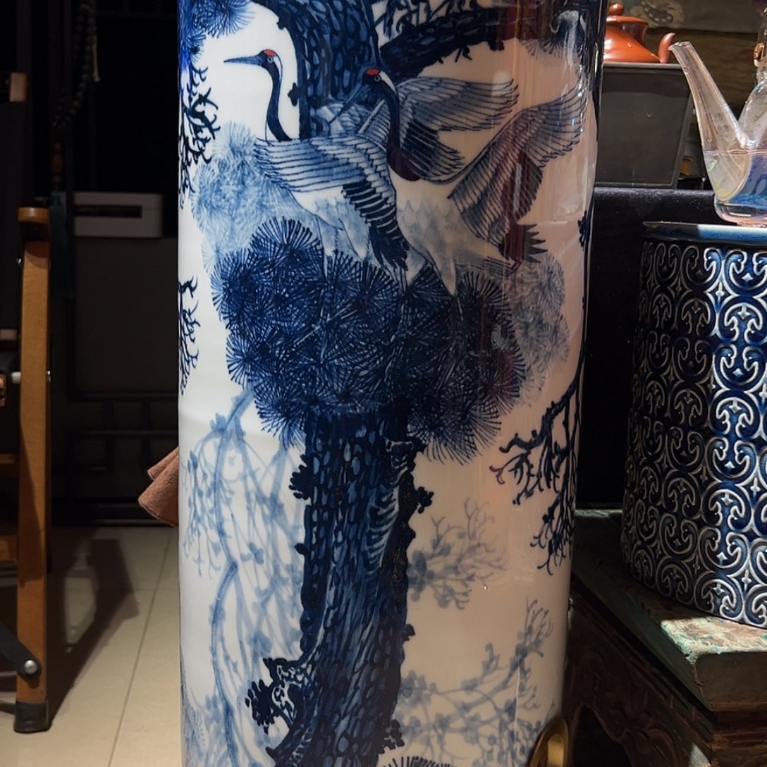 青花全手精工绘画，落地款碳炉