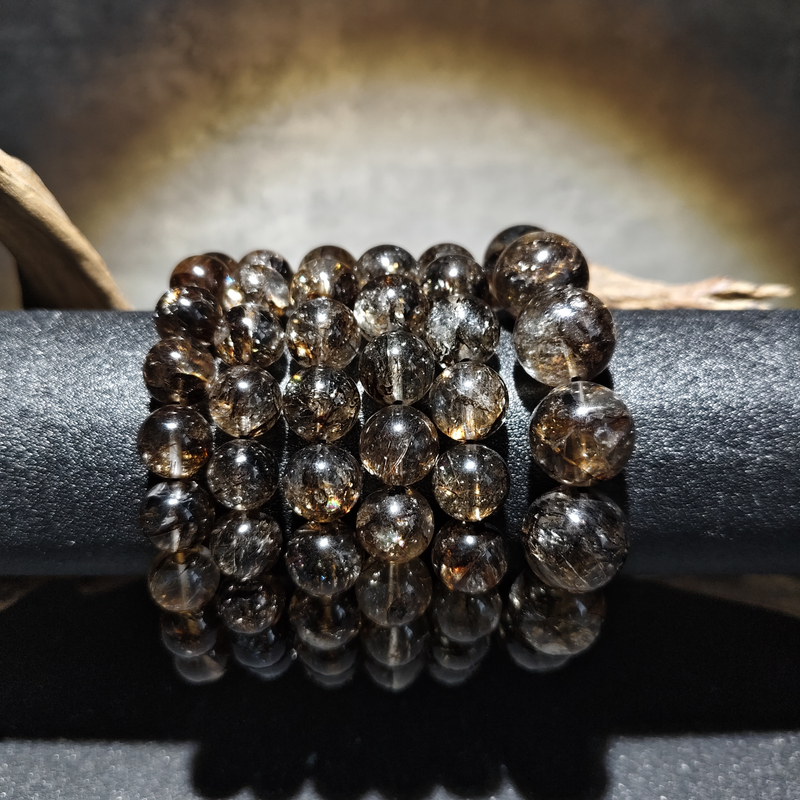 【黑胖珠宝】H0850 天然水晶黑金闪灵手链 多样性发其一