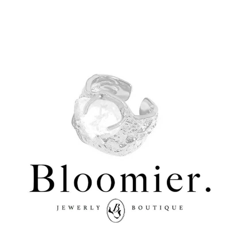 925银戒指 【Bloomier】S925纯银 海盐奶盖镶嵌戒指 开口可调节