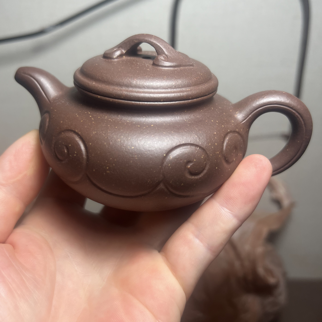 原矿紫泥仿古如意壶，容量150cc，做工精细