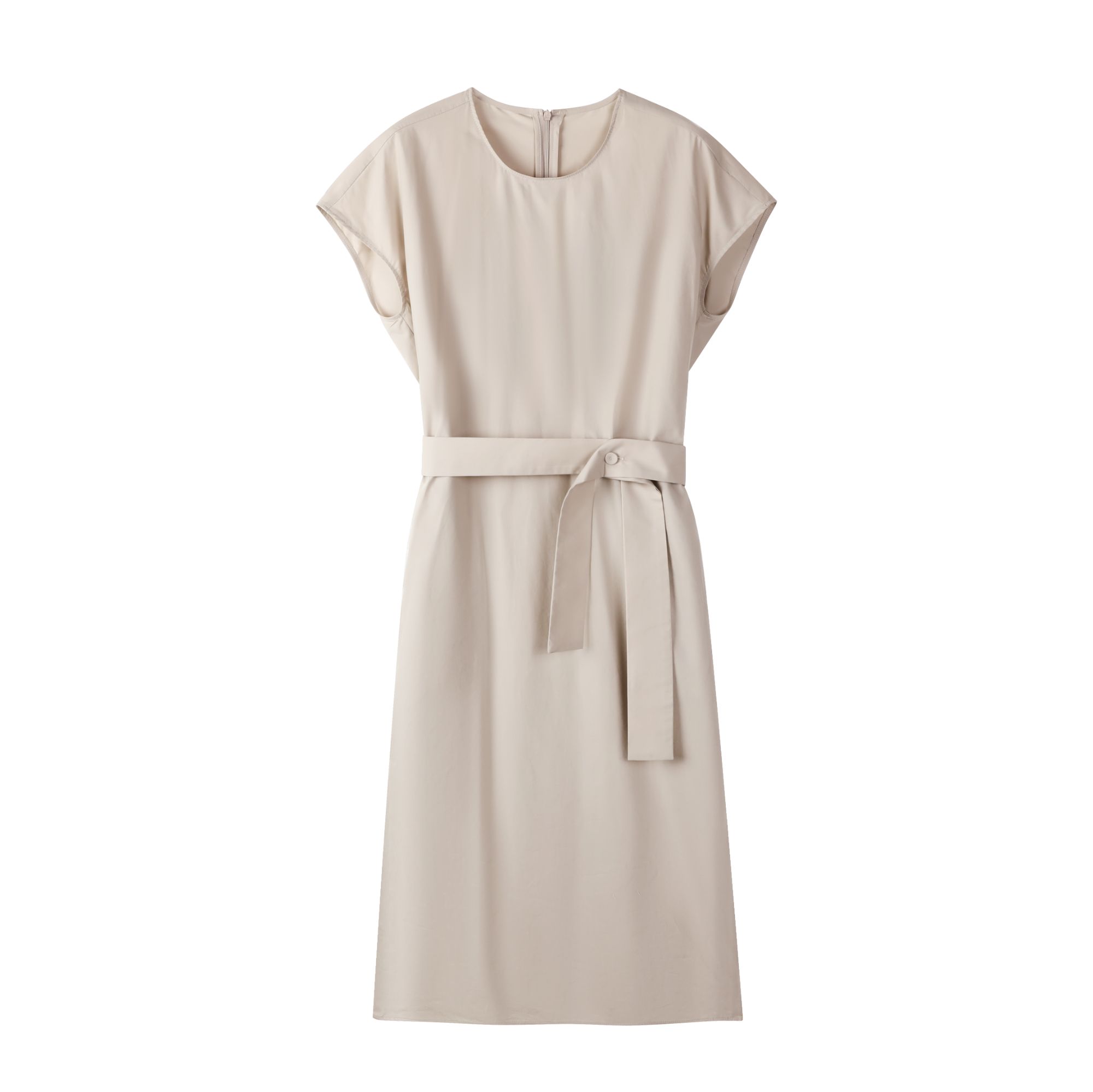 30625【LE订单】通勤质感休闲长裙简约圆领纯色收腰短袖连衣裙0083