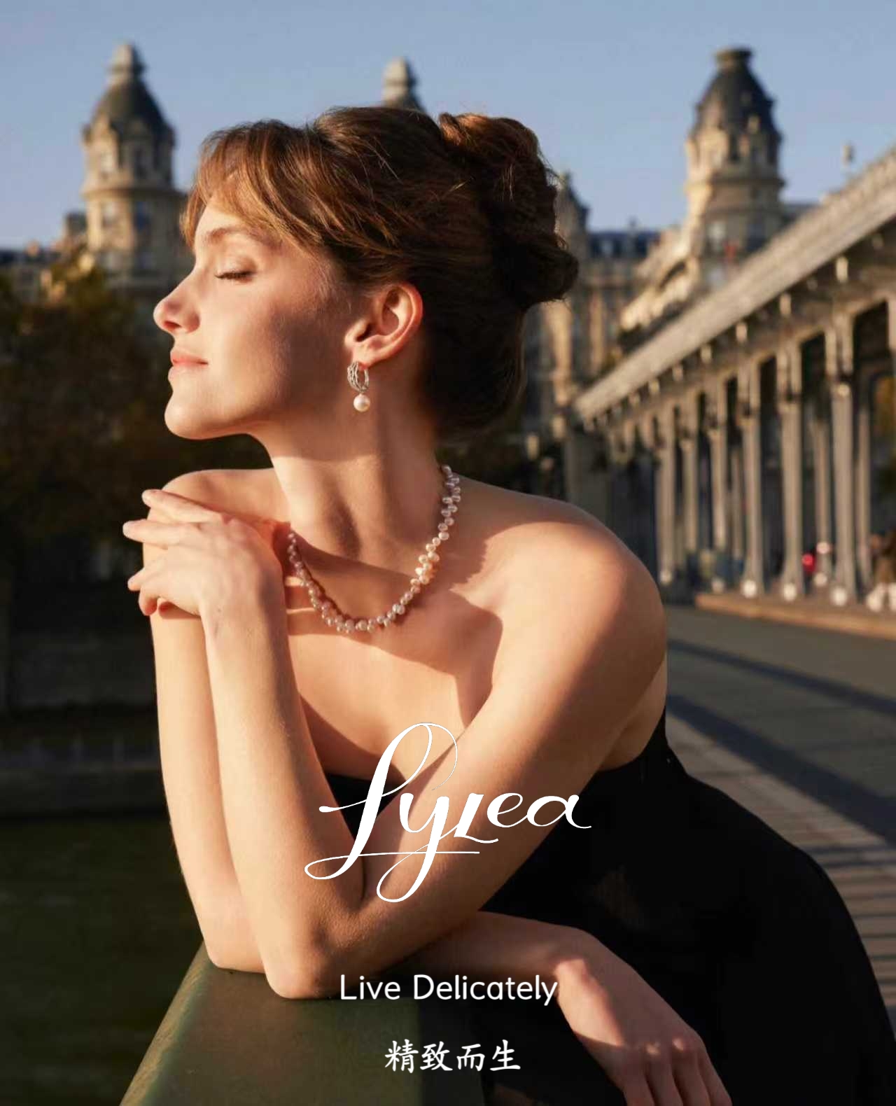 L508银合成锆石耳饰 铜合金耳环银针优雅温柔冷淡风