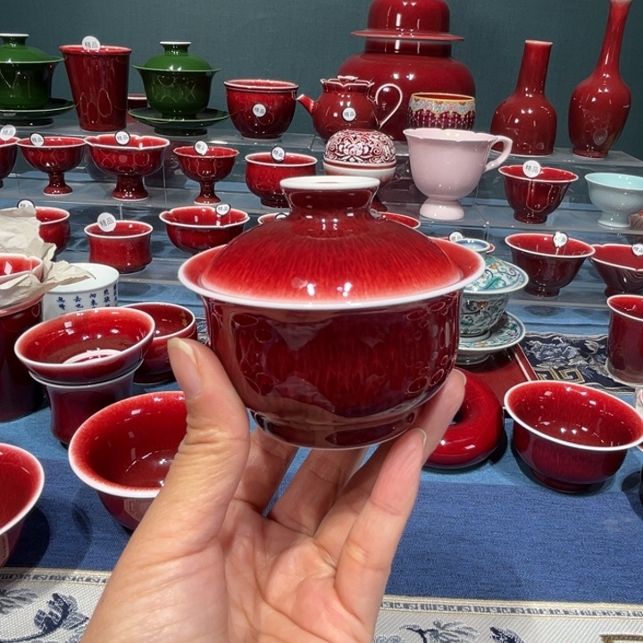 景德镇浅行窑二才布袋盖碗