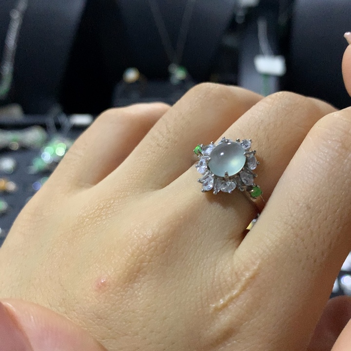 翡翠银S925镶嵌戒指